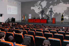 Intervención de Dong Sung Cho. Inauguración de la jornada de celebración del décimo Aniversario de la colaboración de la Universidad de Málaga y la Universidad Nacional de Incheon. Complejo de Estudios Sociales y Comercio. Octubre de 2019