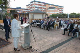 María José Casado Cañero. Homenaje al personal que cumple 25 años de servicio en la UMA o jubilado. Jardín Botánico. Junio de 2018