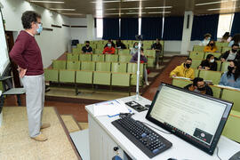 Aula de la Facultad de Ciencias de la Universidad de Málaga. Campus de Teatinos. Octubre de 2020