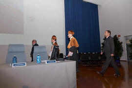 Joaquín Luque, Francisco de la Torre y Manuel Castillo. Acto Conmemorativo de los 40 años de la Universidad de Málaga. Escuela Técnica Superior de Ingeniería Informática. Diciembre de 2012