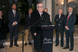Eugenio Chicano inaugura su exposición "Aguatintas por Seguiriyas". Palacio Episcopal de Málaga. Enero de 2019