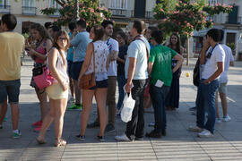 Visita guiada por el centro histórico. Olimpiada Española de Economía, Fase Nacional. Plaza de la Merced. Málaga. Junio de 2015