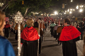 Representantes de la Universidad de Málaga en el desfile procesional de la Hermandad de los Estudiantes. Málaga. Abril de 2014