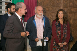 Intervención de Eduardo Martín Toval en la inauguración de la placa conmemorativa de la Casa Natal de Eugenio Chicano. Málaga. Octubre de 2017