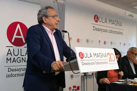 José Ángel Narváez. Desayuno Informativo de Aula Magna con motivo de su XX Aniversario. Consejo de Estudios Sociales y Comercio de la Universidad de Málaga. Mayo de 2018