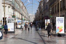 Exposición "La Universidad de Málaga del Siglo XXI". Calle Larios. Enero de 2017