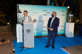 Miguel Porras y José Ángel Narváez. Homenaje al personal jubilado o que cumple 25 años de servicio en la Universidad de Málaga. Jardín Botánico. Septiembre de 2021