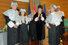 Investidura como Doctores "Honoris Causa" de Michelle Mattelart y Armand Mattelart por la Facultad de Ciencias de la Comunicación de la Universidad de Málaga. Rectorado. Abril de 2014
