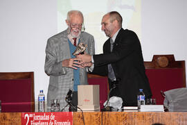 José Luis Sampedro y Eugenio Luque en las II Jornadas Andaluzas de Enseñanza de Economía de la Facultad de Ciencias Económicas y Empresariales de la Universidad de Málaga. Enero de 2009