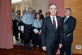 Investidura como Doctores "Honoris Causa" de Michelle Mattelart y Armand Mattelart por la Facultad de Ciencias de la Comunicación de la Universidad de Málaga. Rectorado. Abril de 2014