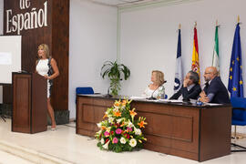 Katia Westerdahl en la graduación de alumnos del CIE-UMA el Día del Español. Centro Internacional de Español de la Universidad de Málaga. Junio de 2016