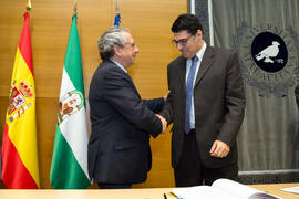 Toma de Posesión de Andrés Ortiz García como nuevo profesor titular del Departamento de Ingeniería de Comunicaciones de la Universidad de Málaga. Edificio del Rectorado. Febrero de 2018