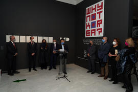 Intervención de Jihoon Oh. Inauguración de la exposición "Why not Korea?". Edificio del Rectorado de la Universidad de Málaga. Enero de 2022