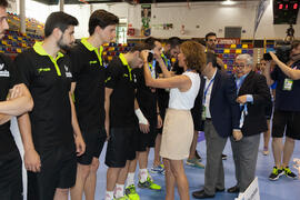 Entrega de medallas. España tercera clasificada en la categoría masculina. Ceremonia de clausura del Campeonato del Mundo Universitario de Balonmano. Antequera. Julio de 2016