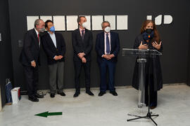Intervención de Menene Gras. Inauguración de la exposición "Why not Korea?". Edificio del Rectorado de la Universidad de Málaga. Enero de 2022