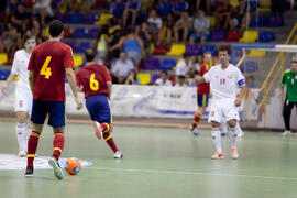 Partido España contra Bielorrusia. 14º Campeonato del Mundo Universitario de Fútbol Sala 2014 (FUTSAL). Antequera. Julio de 2014