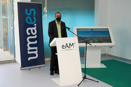 Carlos Rosa Jiménez. Inauguración de la exposición itinerante sobre el plan "Vive tu ciudad". Escuela Técnica Superior de Arquitectura de la Universidad de Málaga. Octubre de 2021