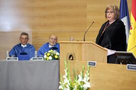 Adelaida de la Calle en la investidura como Doctor "Honoris Causa" de Miguel Delibes de Castro por la Facultad de Ciencias de la Universidad de Málaga. Rectorado. Junio de 2014