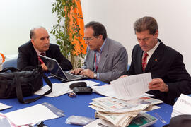 Oficina de la organización. 3º Congreso Internacional de Actividad Físico-Deportiva para Mayores de la Universidad de Málaga. Palacio de Ferias y Congresos de Málaga. Marzo de 2009