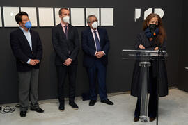 Intervención de Menene Gras. Inauguración de la exposición "Why not Korea?". Edificio del Rectorado de la Universidad de Málaga. Enero de 2022