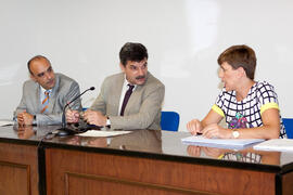Gaspar Garrote, Mª Carmen Gordo y Salvador Peláez. Graduación de los alumnos del CIE de la Universidad de Málaga. Centro Internacional de Español. Julio de 2014