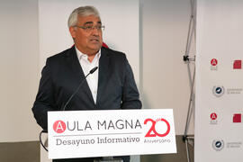 Antonio Ramírez de Arellano. Desayuno Informativo de Aula Magna con motivo de su XX Aniversario. Consejo de Estudios Sociales y Comercio de la Universidad de Málaga. Mayo de 2018
