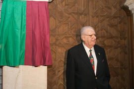 Eugenio Chicano en la inauguración de la placa conmemorativa de su nacimiento. Casa Natal de Eugenio Chicano. Málaga. Octubre de 2017