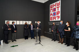 Intervención de Javier Parrondo. Inauguración de la exposición "Why not Korea?". Edificio del Rectorado de la Universidad de Málaga. Enero de 2022