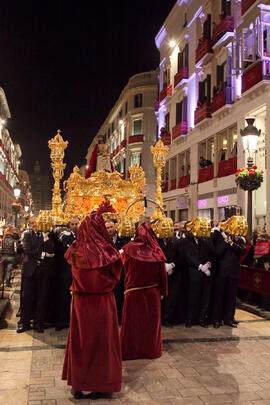 Trono procesional del Cristo Coronado de Espinas de la Hermandad de los Estudiantes. Málaga. Abril de 2014
