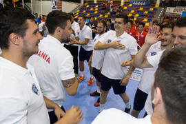 Rumanía primera clasificada en la categoría masculina. Ceremonia de clausura del Campeonato del Mundo Universitario de Balonmano. Antequera. Julio de 2016