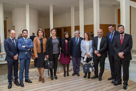 Foto de grupo tras la Toma de Posesión de los nuevos profesores titulares y directores de secretariado de la Universidad de Málaga. Edificio del Rectorado. Febrero de 2018