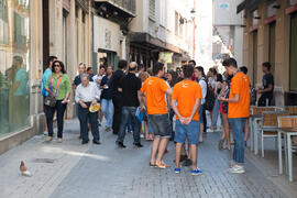 Visita guiada por el centro histórico. Olimpiada Española de Economía, Fase Nacional. Calle Santa Lucía. Málaga. Junio de 2015
