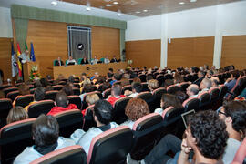 Investidura como Doctores "Honoris Causa" de Michelle Mattelart y Armand Mattelart por la Facultad de Ciencias de la Comunicación de la Universidad de Málaga. Rectorado. Abril de 2014