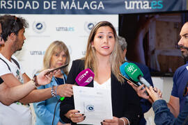 Intervención de Camila Mazzola. Inauguración de la exposición "Aguyjevete 2019. Muestra MBYA GUARANÍ". Edificio del Rectorado de la Universidad de Málaga. Junio de 2019