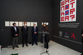 Intervención de Menene Gras. Inauguración de la exposición "Why not Korea?". Edificio del Rectorado de la Universidad de Málaga. Enero de 2022