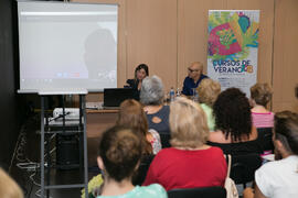 Manu Sánchez en videoconferencia. Curso "El humor en las artes escénicas". Cursos de Verano de la Universidad de Málaga. Marbella. Julio de 2018
