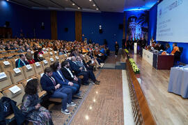 Mesa presidencial. Investidura de Andrea Goldsmith como doctora "Honoris Causa" por la Escuela Técnica Superior de Ingeniería de Telecomunicación de la Universidad de Málaga. Paraninfo. Octubre de 2024