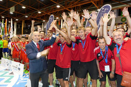 Medalla de bronce para Bielorrusia. Acto de clausura y entrega de medallas. 14º Campeonato del Mundo Universitario de Fútbol Sala 2014 (FUTSAL). Antequera. Julio de 2014