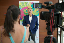 Entrevista a José Fernando Cerezo en photocall. Curso "Policía y Seguridad Urbana para el Siglo XXI". Cursos de Verano de la Universidad de Málaga. Málaga. Julio de 2018