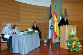 Investidura como Doctores "Honoris Causa" de Michelle Mattelart y Armand Mattelart por la Facultad de Ciencias de la Comunicación de la Universidad de Málaga. Rectorado. Abril de 2014