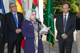 Hissa Al-Otaiba en la inauguración de la Oficina de la Universidad de Sharjah, Emiratos Árabes. Jardín Botánico. Noviembre de 2015