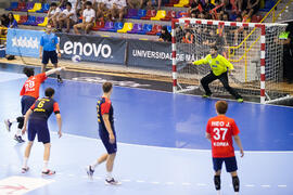 Partido Corea del Sur - Rumanía. Categoría masculina. Campeonato del Mundo Universitario de Balonmano. Antequera. Julio de 2016