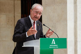 Intervención de Francisco de la Torre. Inauguración de la exposición "Eugenio Chicano Siempre". Museo de Málaga. Mayo de 2021