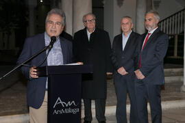 Juan Antonio García Galindo. Inauguración de la exposición "Aguatintas por Seguiriyas", de Eugenio Chicano. Palacio Episcopal de Málaga. Enero de 2019
