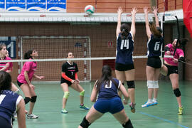 Partido femenino Universidad de Málaga - Universidad de A Coruña. Campeonato de España Universitario de Voleibol. Complejo Polideportivo Universitario. Abril de 2018