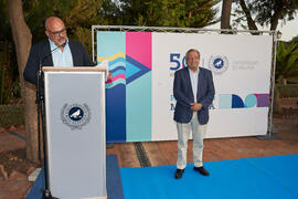 Juan Francisco Gutiérrez y José Ángel Narváez. Homenaje al personal jubilado o que cumple 25 años de servicio en la Universidad de Málaga. Jardín Botánico. Junio de 2022