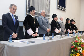 Mesa presidencial de la toma de Posesión del nuevo Consejo de Dirección de la Universidad de Málaga. Paraninfo.  Enero de 2016