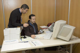 Oficina de la organización. 2º Congreso Internacional de Actividad Físico-Deportiva para Mayores de la Universidad de Málaga. Palacio de Ferias y Congresos de Málaga. Marzo de 2007