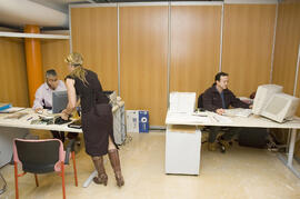 Oficina de la organización. 2º Congreso Internacional de Actividad Físico-Deportiva para Mayores de la Universidad de Málaga. Palacio de Ferias y Congresos de Málaga. Marzo de 2007