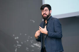 Conferencia "Dialogando" con Manu Sánchez. Complejo de Estudios Sociales y Comercio. Enero de 2018